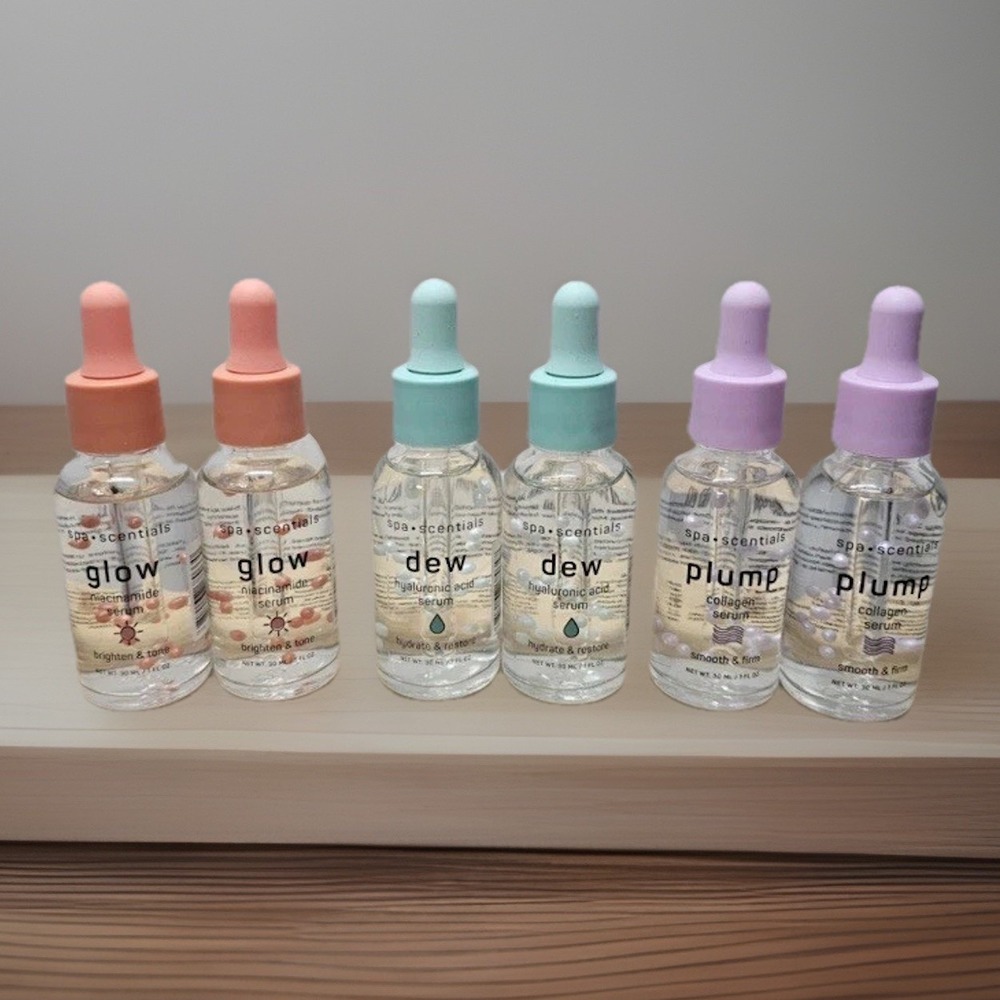 Spa Scentials Face Serums  Collection. Includes 2 Each: Glow/ Dew/ Plump (Set/6)